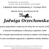 Ś.P. Jadwiga Orzechowska 22.02.2015r Złotoryja Olszanica