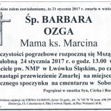 Ś.P. Barbara Ozga 21.01.2017r. Lwówek Śląski, Sobota