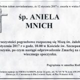 Ś.P. Aniela Mnich 12.01.2017. Złotoryja, Wojcieszyn