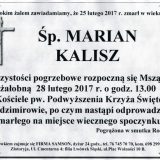 Ś.P. Marian Kalisz 25.02.2017. Złotoryja, Sędzimirów