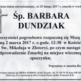 Ś.P. Barbara Dundziak 25.02.2017r. Złotoryja