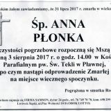 Ś.P. Anna Płonka 31.07.2017r. Lwówek Śląski, Pławna