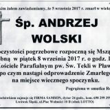 Ś.P.  Andrzej Wolski 5.09.2017r. Lwówek Śląski, Pławna