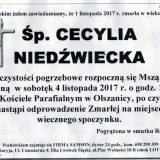 Ś.P. Cecylia Niedźwiecka 01.11.2017r. Złotoryja, Olszanica