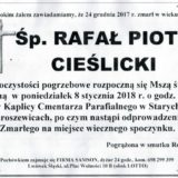 Ś.P. Rafał Piotr Cieślicki 24.12.2017r. Lwówek Śląski, Stare Jaroszewice