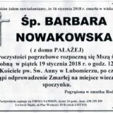 Ś.P. Barbara Nowakowska 16.01.2018r. Lwówek Śląski, Lubomierz