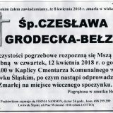 Ś.P. Czesława Grodecka-Bełza 08.04.2018r. Lwówek Śląski