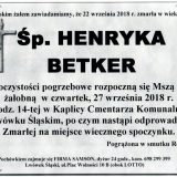 Ś.P. Henryka Betker, 22.09.2018 r. Lwówek Śląski