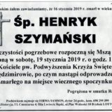 Ś.P. Henryk Szymański 16.01.2019 r. Lwówek Śląski – Sędzimirów