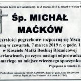 Ś.P. Michał Maćków 03.03.2019 r. Lwówek Śląski-Żerkowice