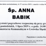 Ś.P. Anna Babik 27.06.2019 r. Lwówek Śląski