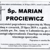 Ś.P. Marian Prociewicz 20.07.2019 r. Lwówek Śląski – Lubomierz